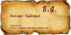 Balogi Gyöngyi névjegykártya